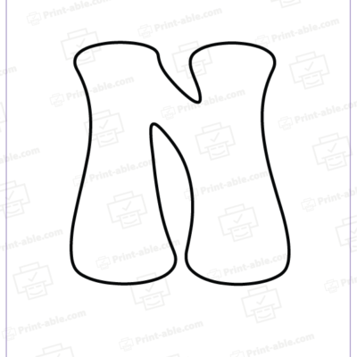 bubble letter N printable free download