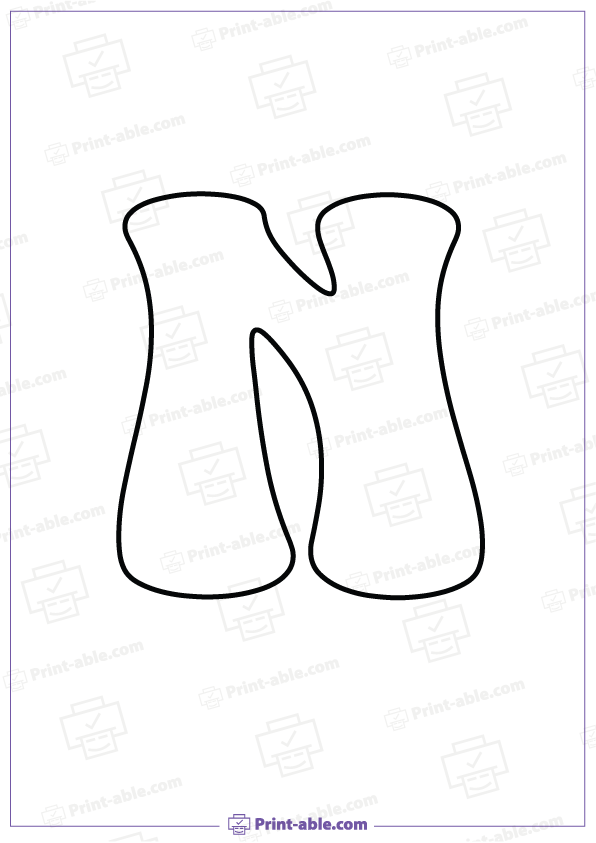 Bubble Letter N Printable