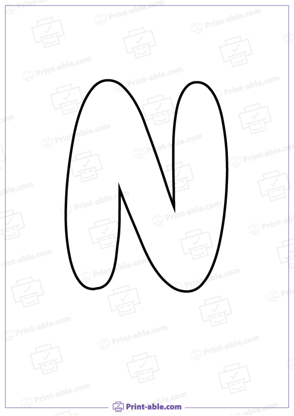 Bubble Letter N Printable