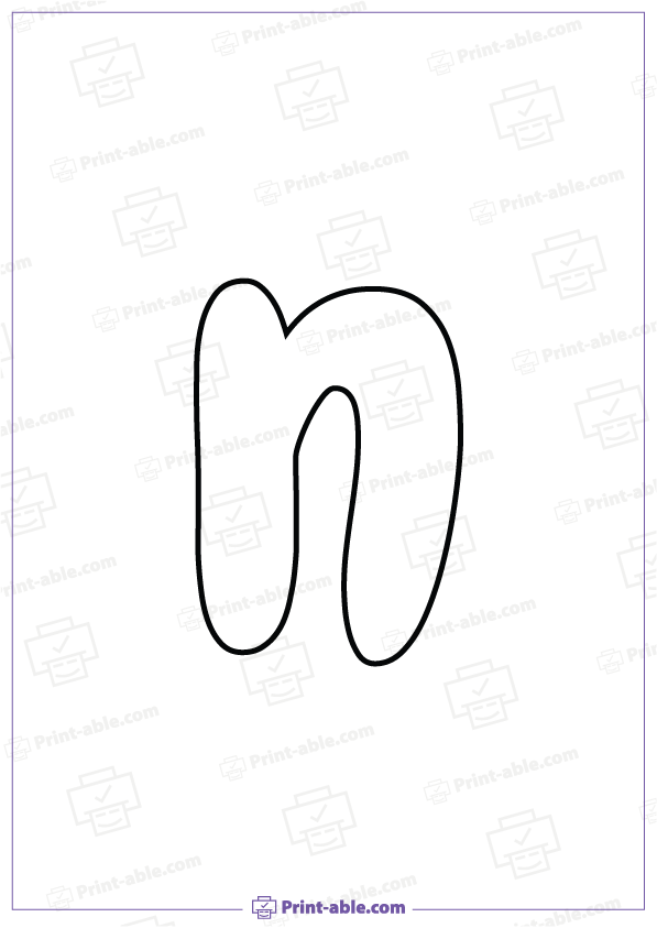 Bubble Letter N Printable
