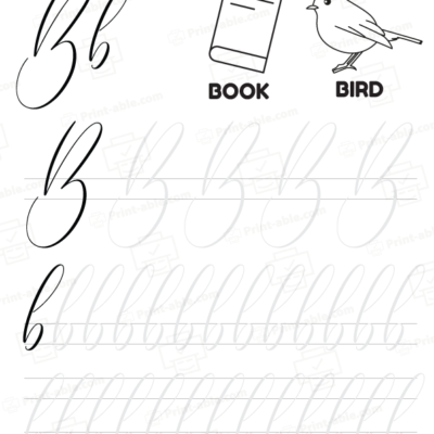 cursive letter b printable free download