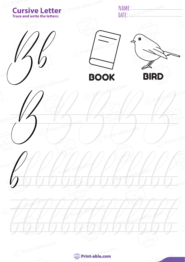 Cursive Letter B Worksheets Printable