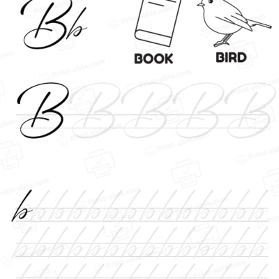 cursive letter b printable free download