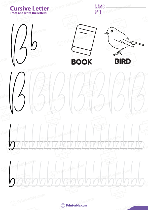Cursive Letter B Worksheets Printable