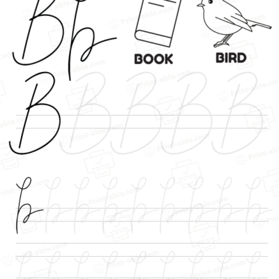 cursive letter b printable free download