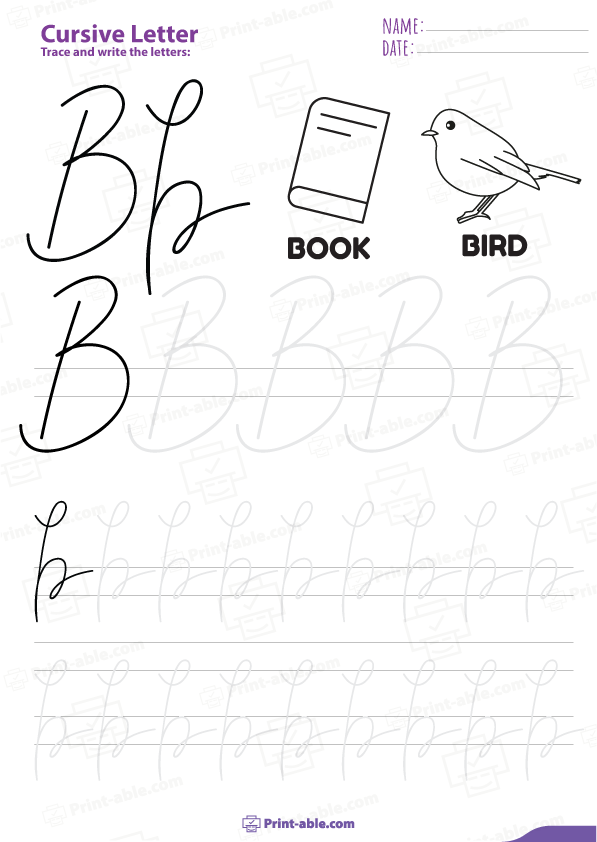 Cursive Letter B Worksheets Printable