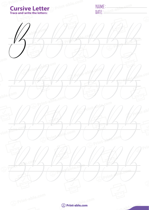 Cursive Letter B Worksheets Printable