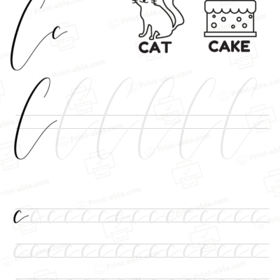 cursive letter c printable free download