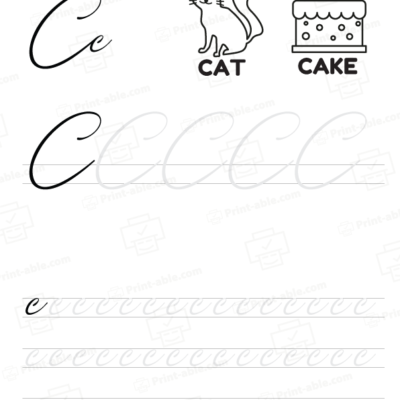 cursive letter c printable free download