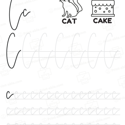 cursive letter c printable free download