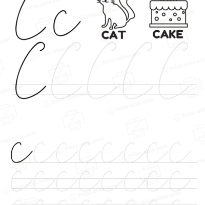 cursive letter c printable free download