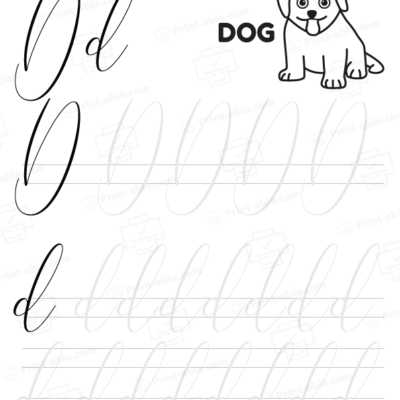 cursive letter d printable