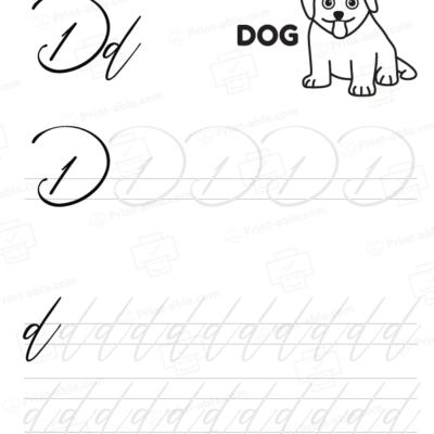 cursive letter d printable free download