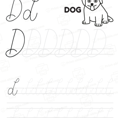 cursive letter d printable