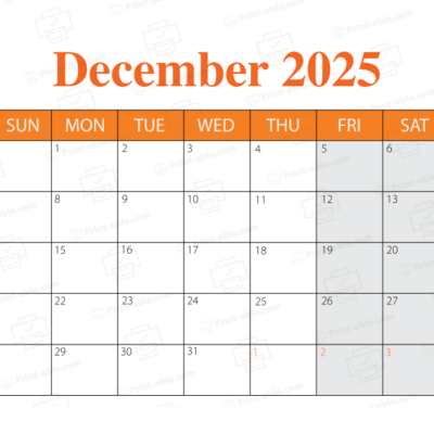 December 2025 Calendar Printable