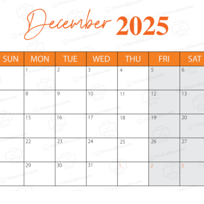 December 2025 Calendar Printable