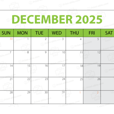 December 2025 Calendar Printable