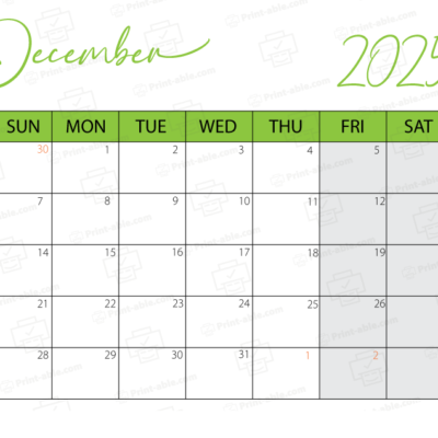 December 2025 Calendar Printable