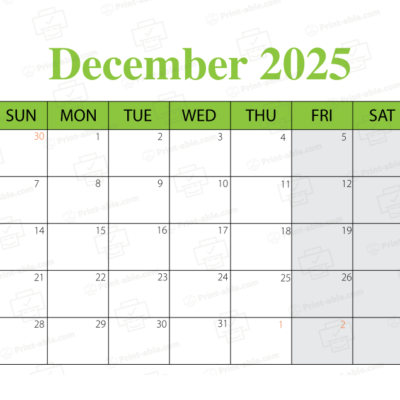 December 2025 Calendar Printable