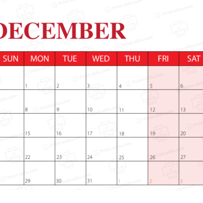 December 2025 Calendar Printable