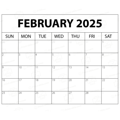 February 2025 Calendar Printable