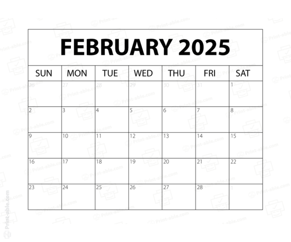February 2025 Calendar Printable
