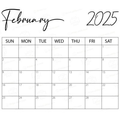 February 2025 Calendar Printable