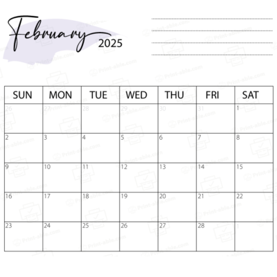 February 2025 Calendar Printable
