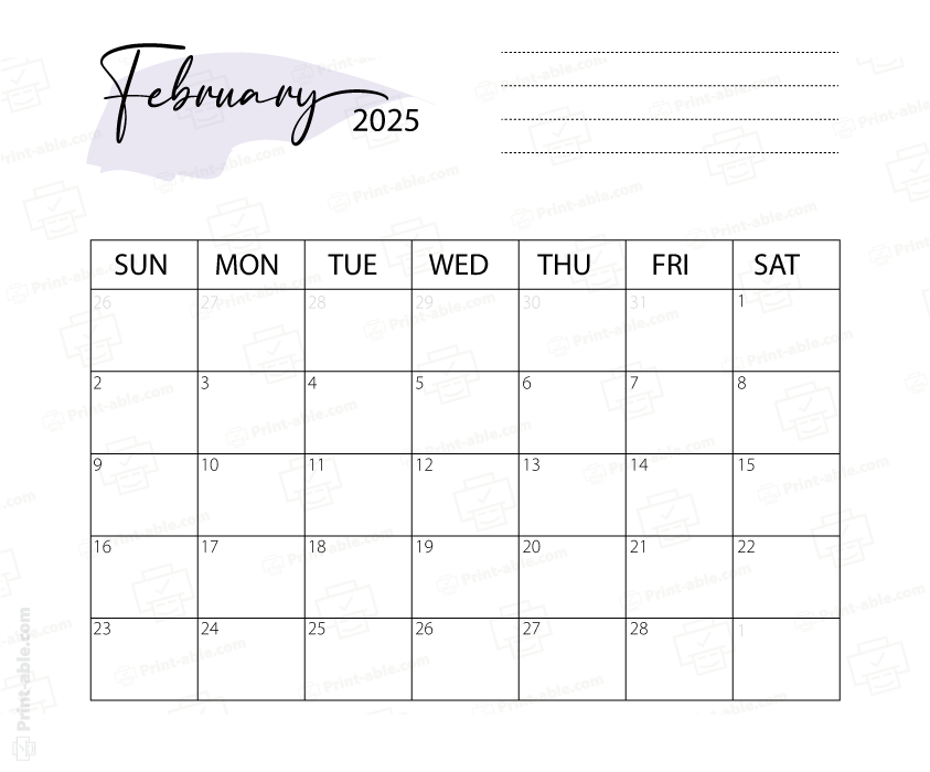 February 2025 Calendar