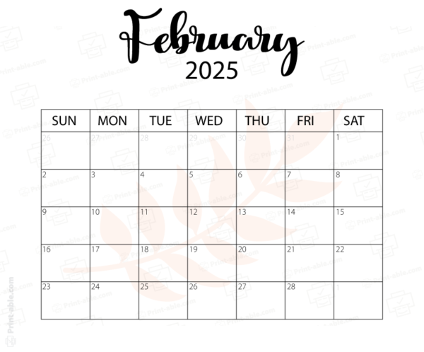 February 2025 Calendar Printable