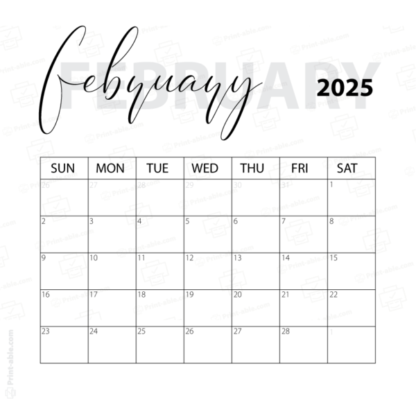 February 2025 Calendar Printable