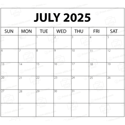 July 2025 Calendar Printable