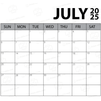 July 2025 Calendar Printable