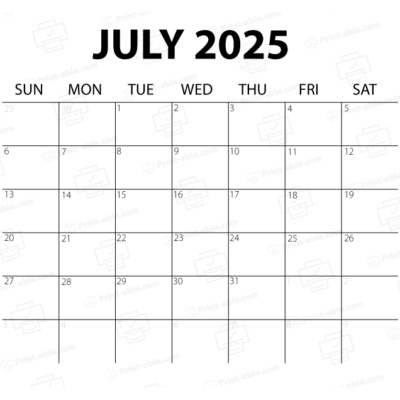 July 2025 Calendar Printable