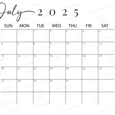 July 2025 Calendar Printable