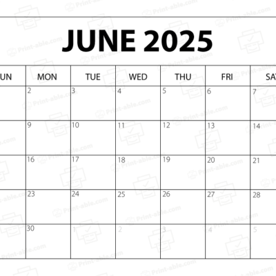 June 2025 Calendar Printable