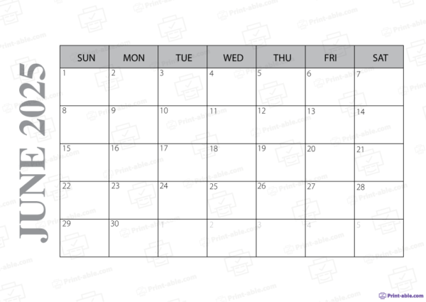 June 2025 Calendar Printable