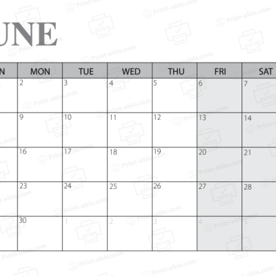 June 2025 Calendar Printable