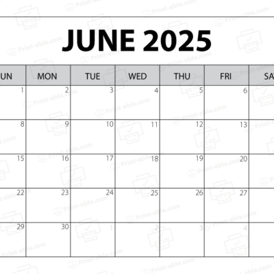June 2025 Calendar Printable
