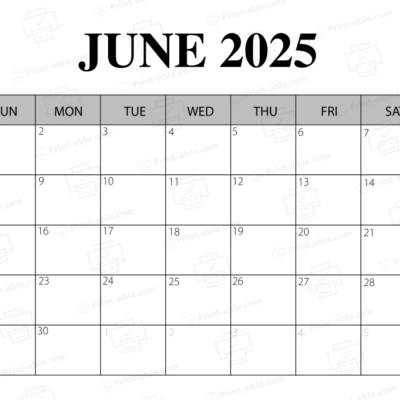 June 2025 Calendar Printable