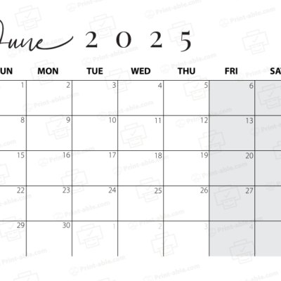 June 2025 Calendar Printable