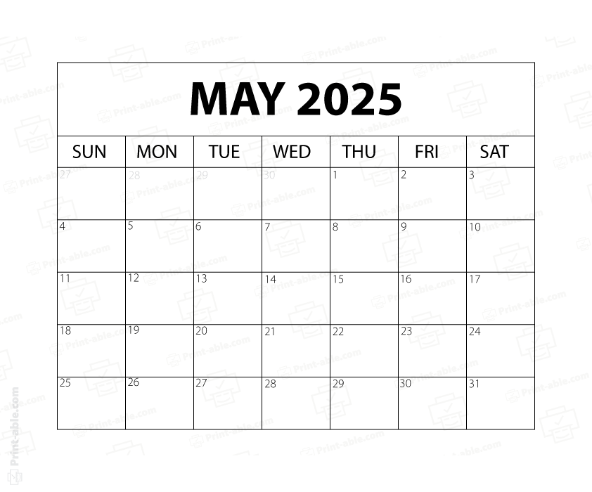 May 2025 Calendar Printable