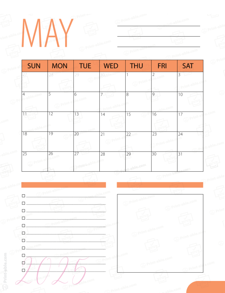 May 2025 Calendar Printable
