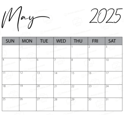 May 2025 Calendar Printable
