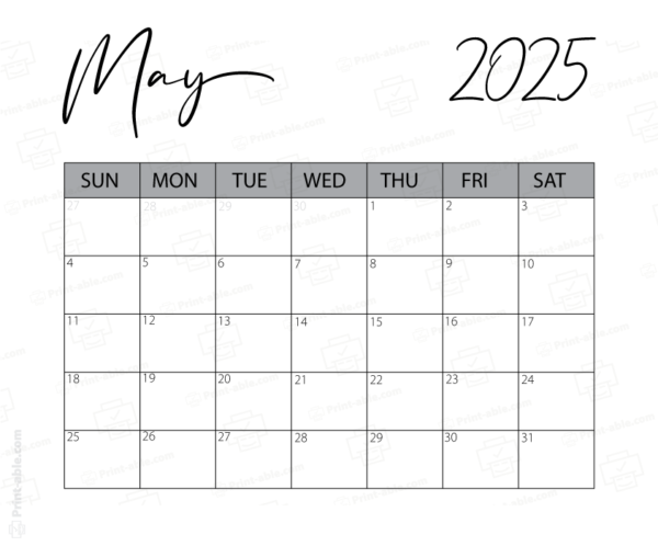 May 2025 Calendar Printable