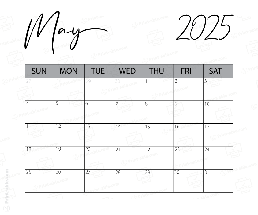May 2025 Calendar Printable