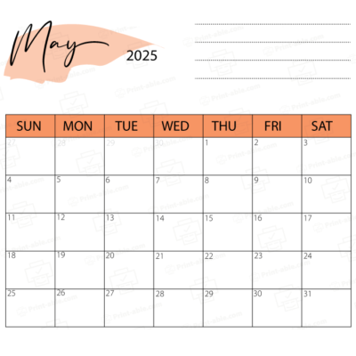 May 2025 Calendar Printable