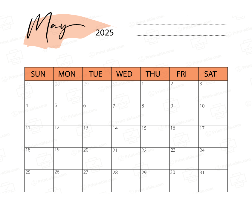 May 2025 Calendar Printable