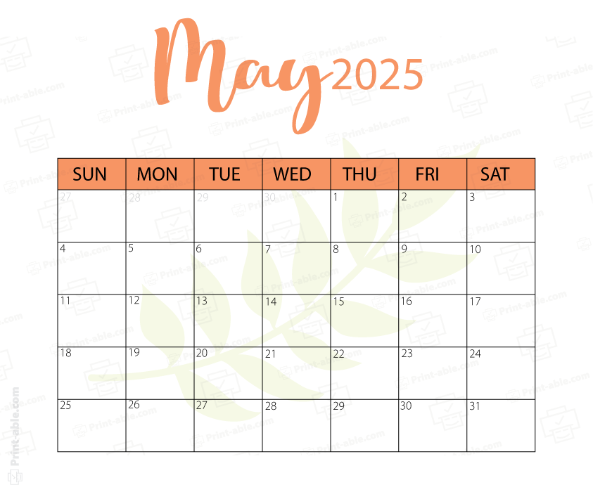 May 2025 Calendar Printable