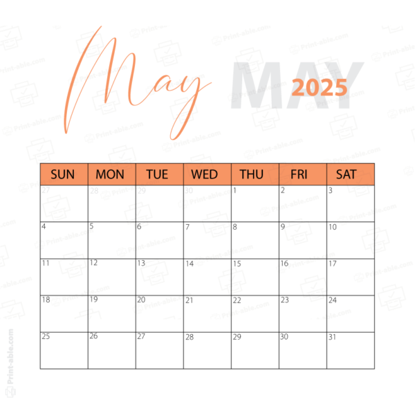 May 2025 Calendar Printable